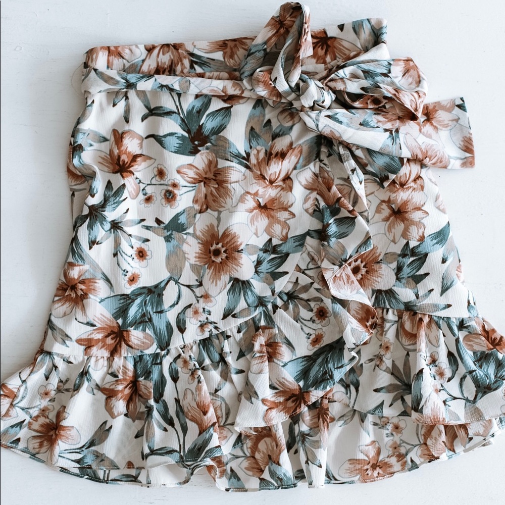 J.O.A. Ruffle Skirt with Waist Tie